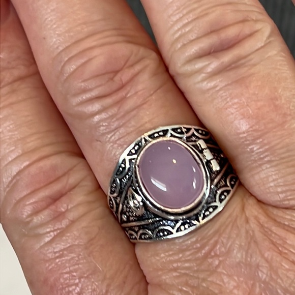 #253 Rose Chalcedony Poison ☠️ Ring 💍 Handcrafted Size 8.75 NWOT - Picture 2 of 14